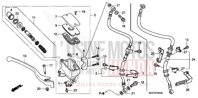 MAITRE-CYLINDRE FREIN AV. (VT750C2/C2F/C2B) de Shadow Aero GRAPHITE BLACK (NHB01) 2007